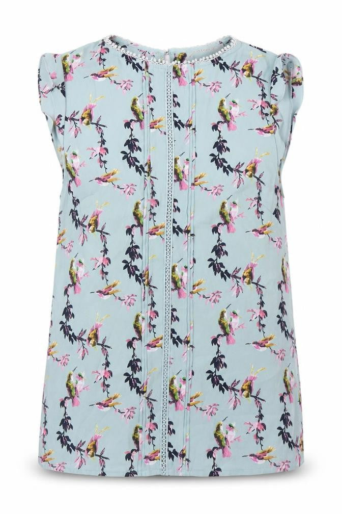 Front view of Oasis Women's Floral Bird Print Blouse, size 8, Multicoloured