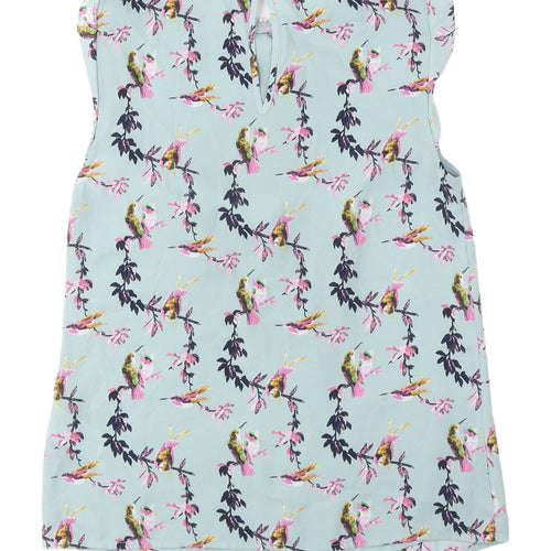 Oasis Women's Floral Bird Print Blouse, Size 8, Multicoloured