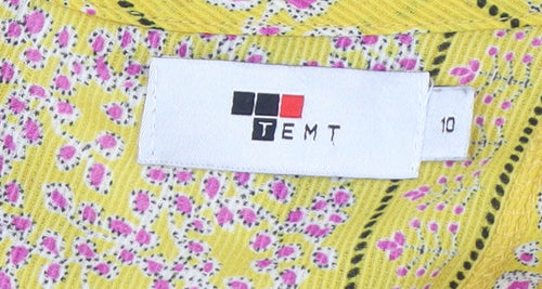 TEMT Women's Yellow Floral Bohemian Cropped Blouse