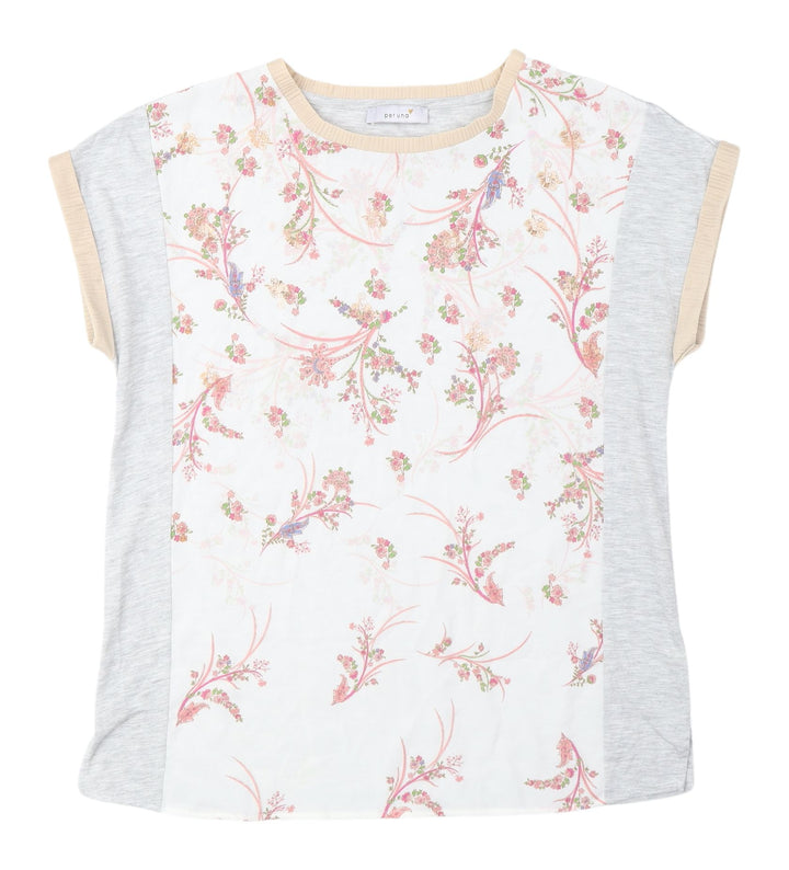 Marks & Spencer Women's Floral Grey T-Shirt Size 12