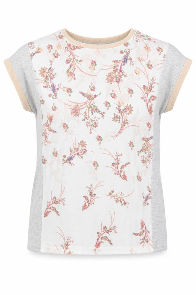 Front view of Marks & Spencer Women's Floral Grey T-Shirt, size 12