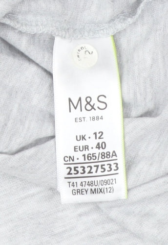 Marks & Spencer Women's Floral Grey T-Shirt Size 12