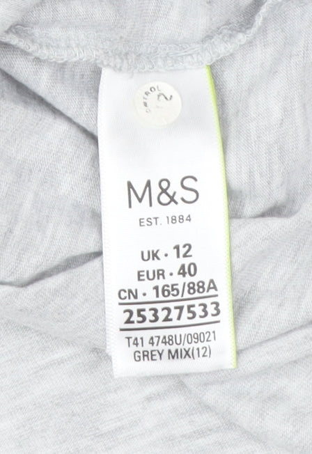 Marks & Spencer Women's Floral Grey T-Shirt Size 12