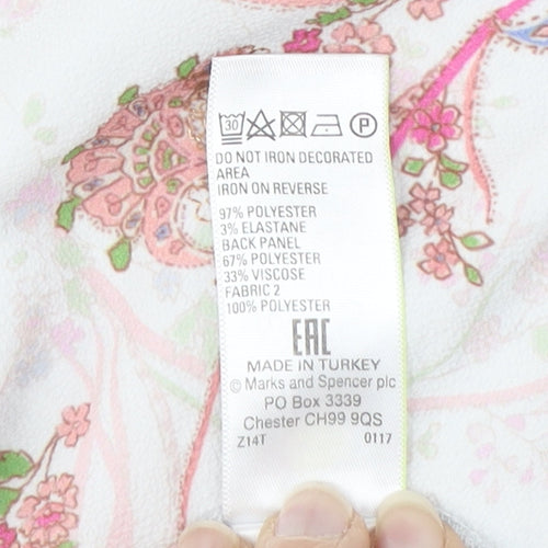 Marks & Spencer Women's Floral Grey T-Shirt Size 12