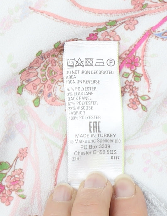 Marks & Spencer Women's Floral Grey T-Shirt Size 12