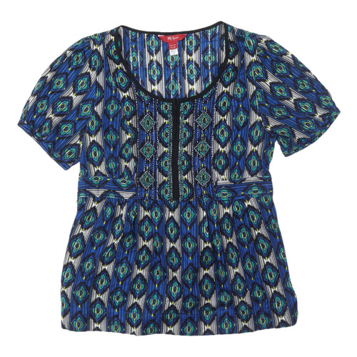 Morgoon Women's Multicoloured Geometric Tunic Blouse UK 10