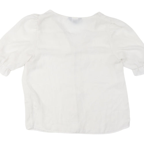 New Look White Women's V-Neck Blouse UK 6