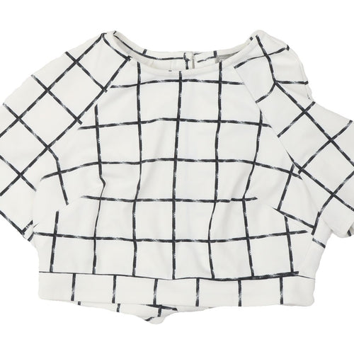 ASOS Women's White Check Cropped Blouse Size 10