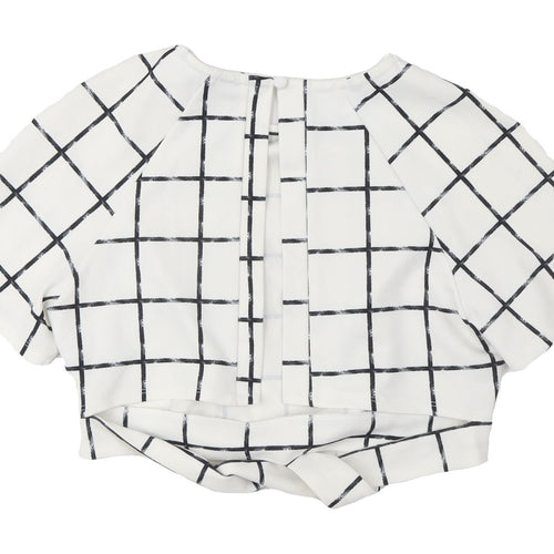ASOS Women's White Check Cropped Blouse Size 10