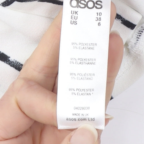 ASOS Women's White Check Cropped Blouse Size 10