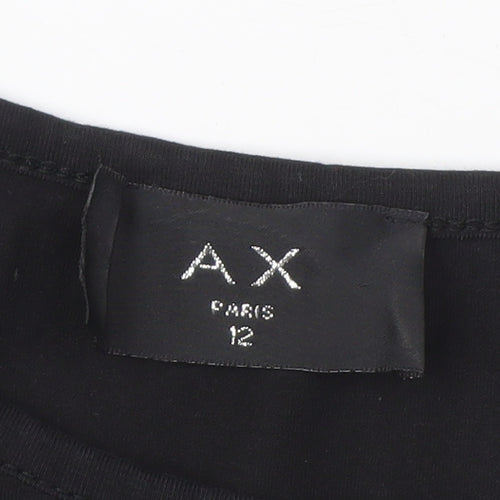 AX Paris Women's Black Beaded Short Sleeve Dress