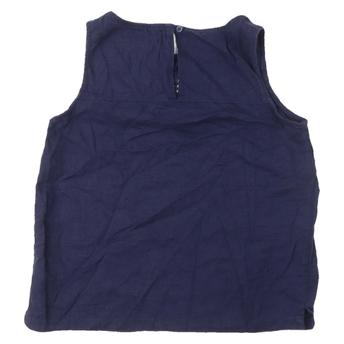Next Women's Blue Linen Tank Top, Size 10 Petites