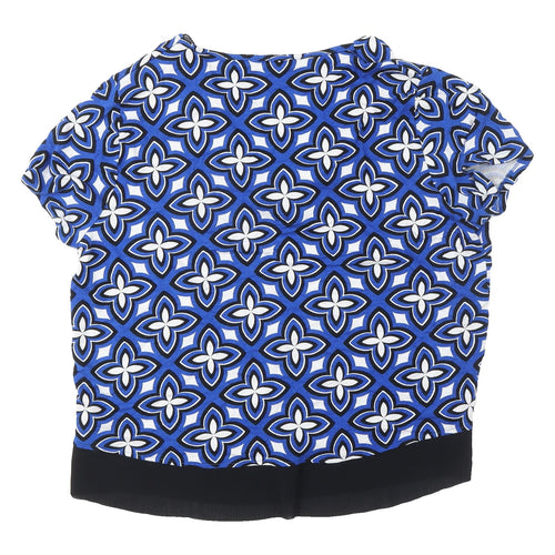 Marks & Spencer Blue Geometric V-Neck Blouse, Size 14