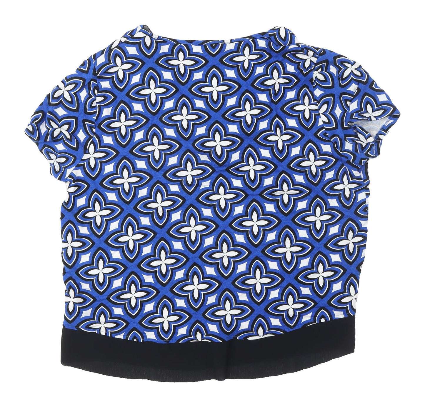 Marks & Spencer Blue Geometric V-Neck Blouse, Size 14