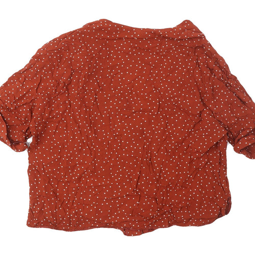 New Look Women's Red Polka Dot Cropped Blouse, Size 10
