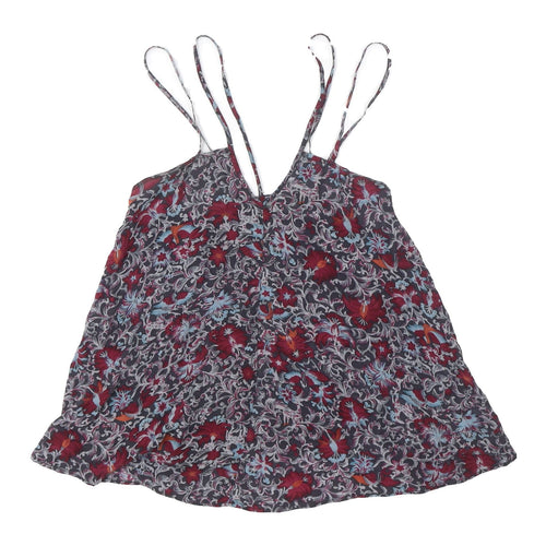 Topshop Women's Multicoloured Floral Silk Tank