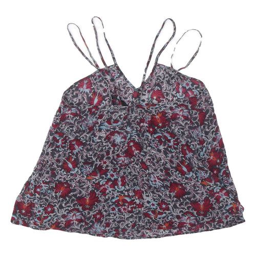 Topshop Women's Multicoloured Floral Silk Tank