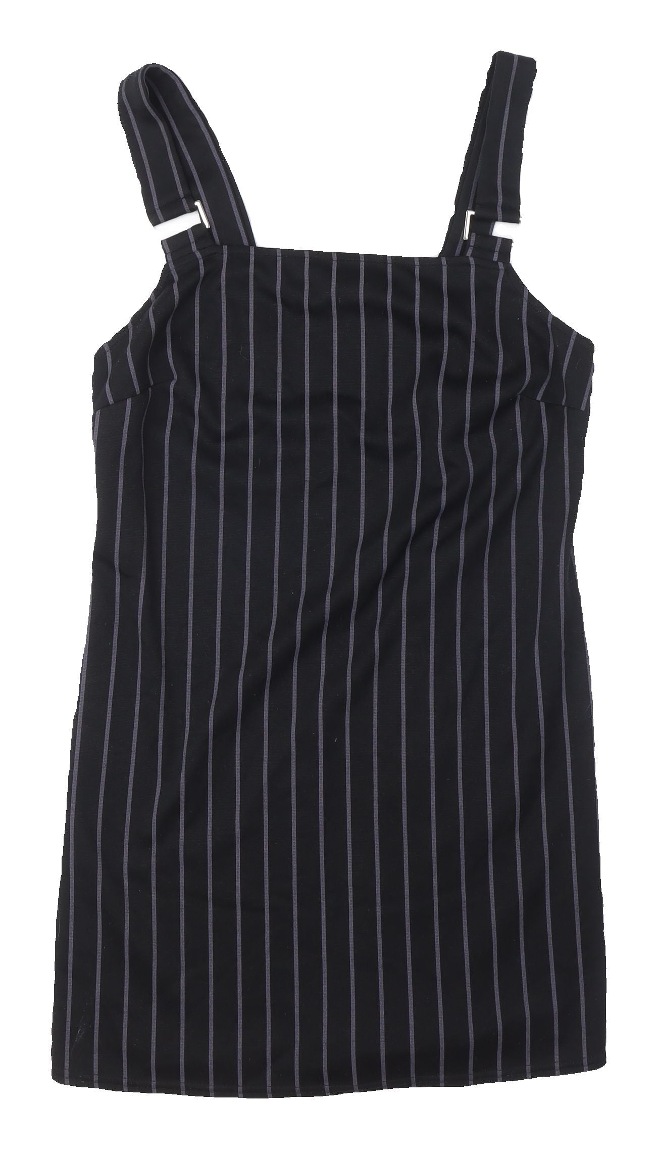 New Look Black Striped Pinafore Dress Size 8