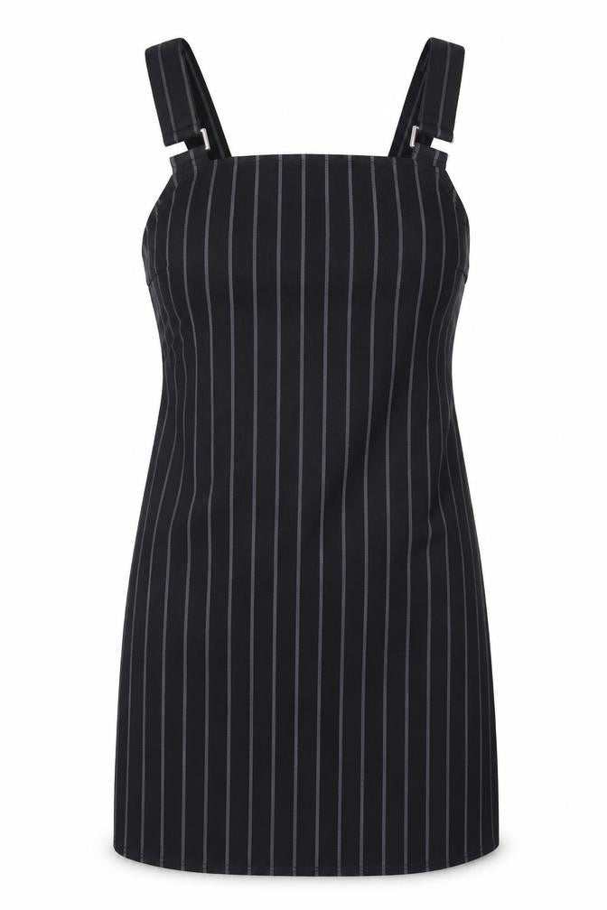Front view of New Look Black Striped Pinafore Dress, size 8