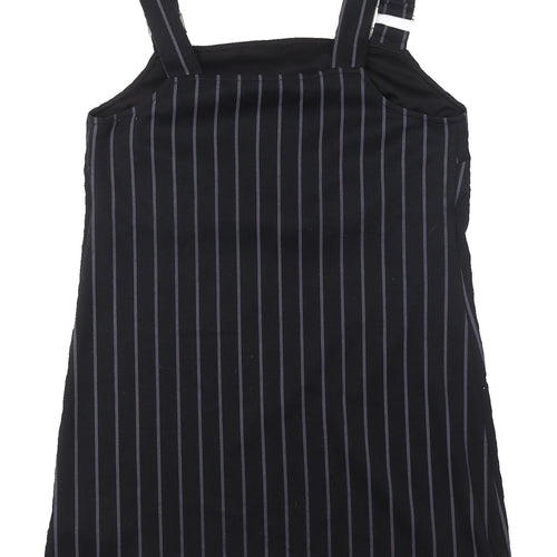 New Look Black Striped Pinafore Dress Size 8