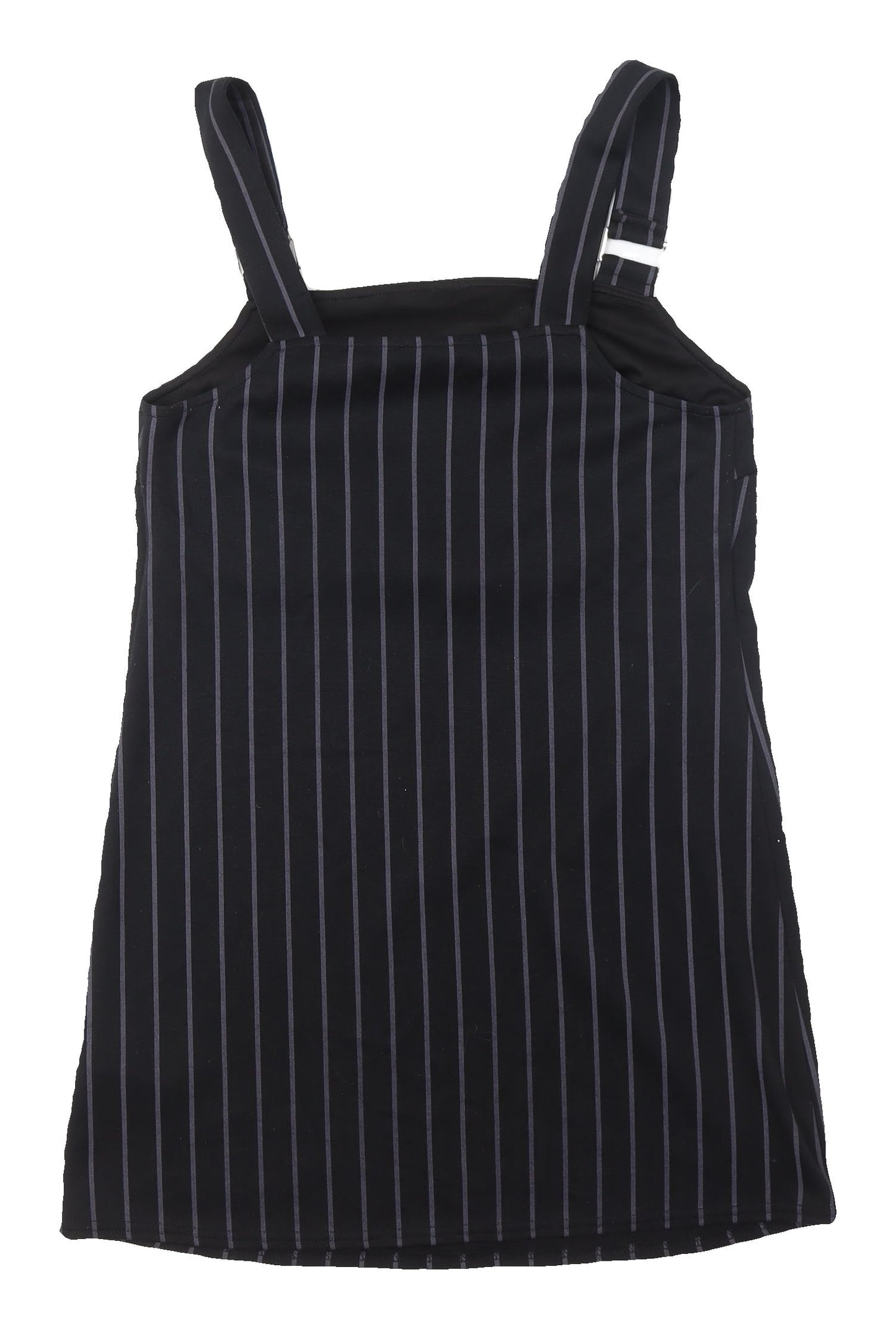New Look Black Striped Pinafore Dress Size 8