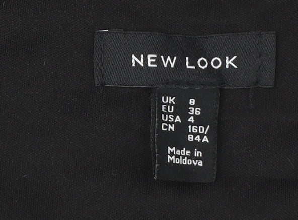 New Look Black Striped Pinafore Dress Size 8