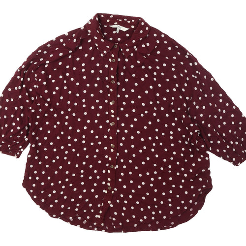 Next Women's Red Polka Dot Button-Up Shirt Size 10