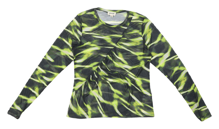 Open Edit Women's Green Animal Print Jersey Top L