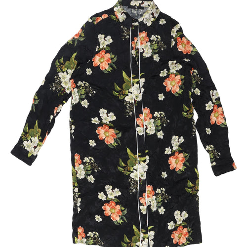 Very Women's Floral Shirt Dress, Black, Size 14, Autumn Wear