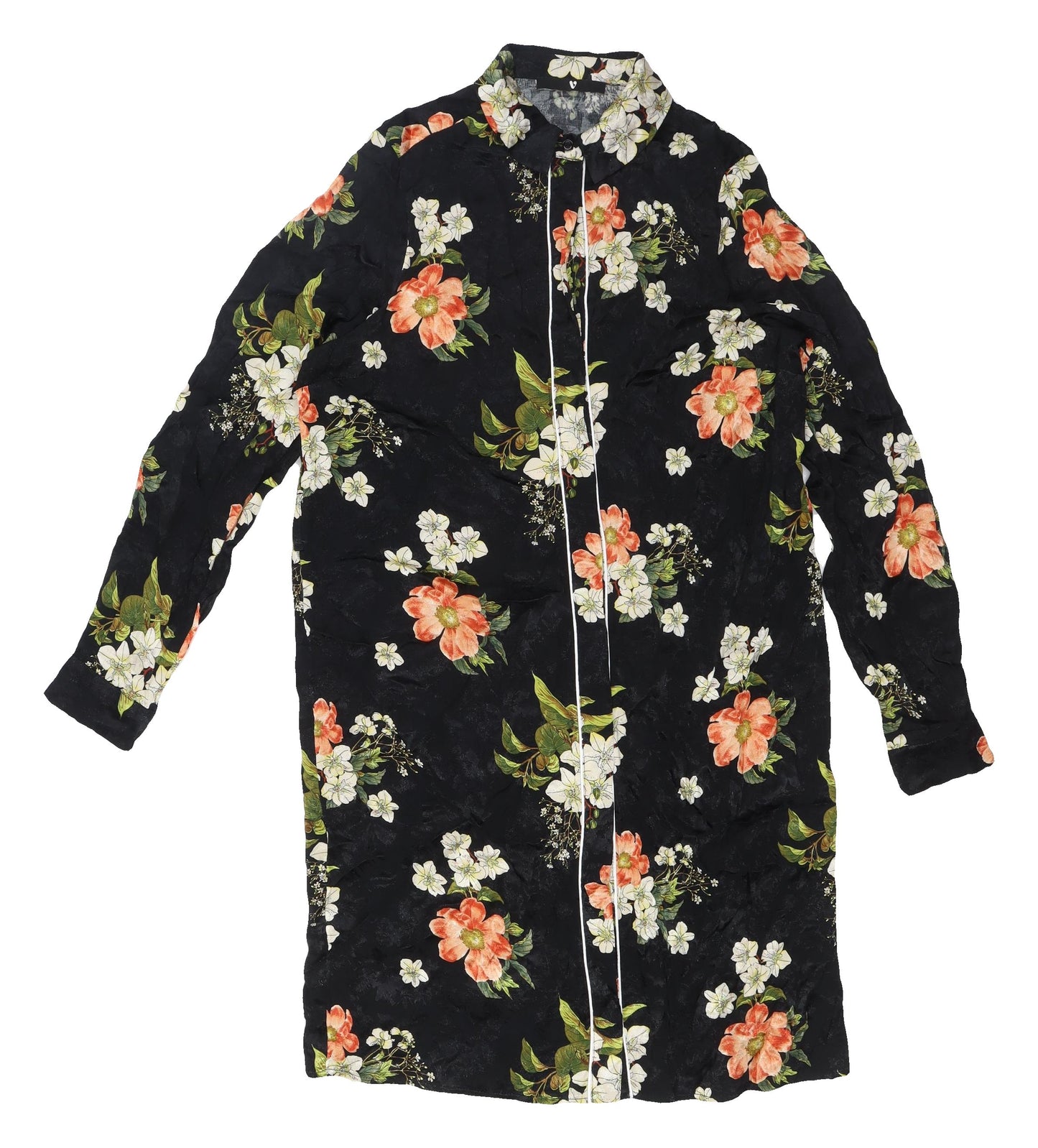 Very Women's Floral Shirt Dress, Black, Size 14, Autumn Wear