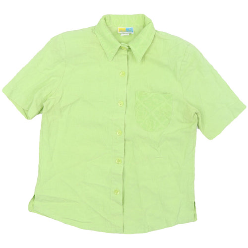 Seasuns Women's Green Short Sleeve Button-Up Shirt