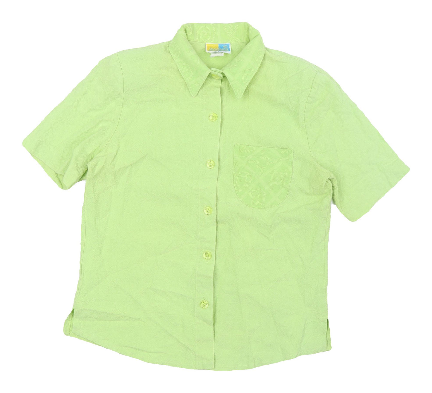 Seasuns Women's Green Short Sleeve Button-Up Shirt