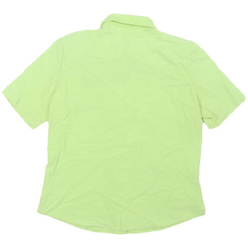 Seasuns Women's Green Short Sleeve Button-Up Shirt