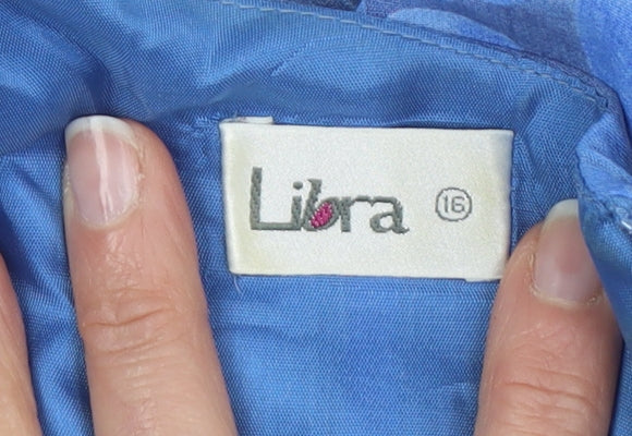 Libra Blue Women’s Shift Dress, Size 16, Geometric Pattern