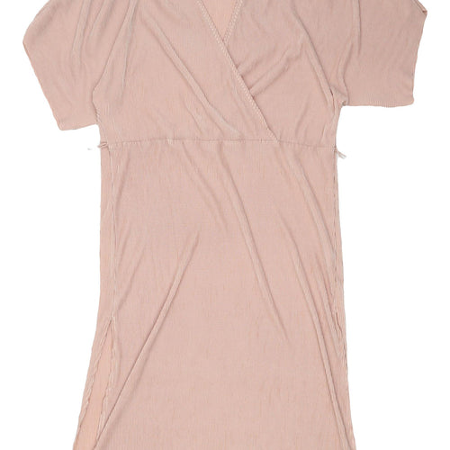 Glamorous Women's Beige V-Neck Knee Length Wrap Dress