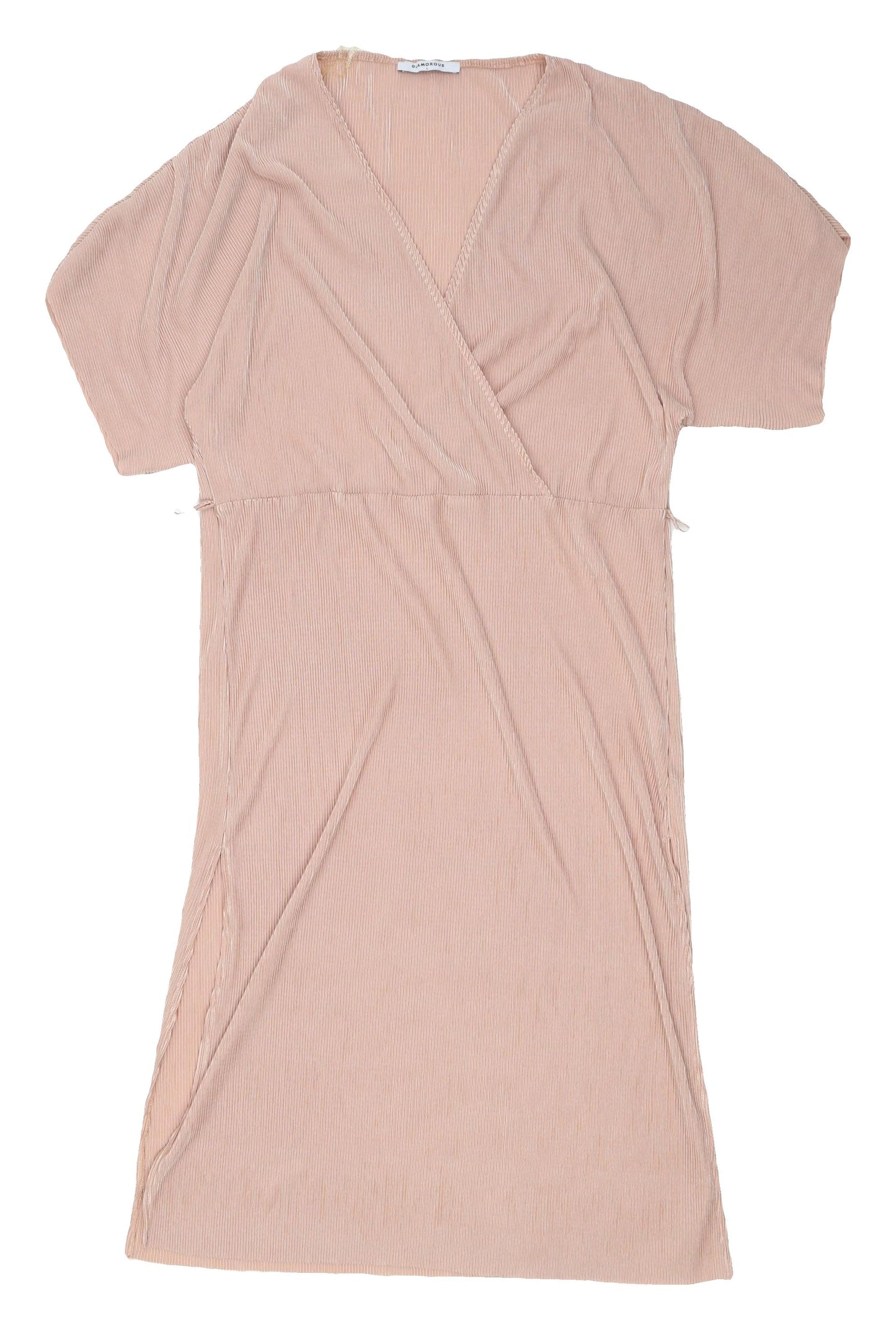 Glamorous Women's Beige V-Neck Knee Length Wrap Dress