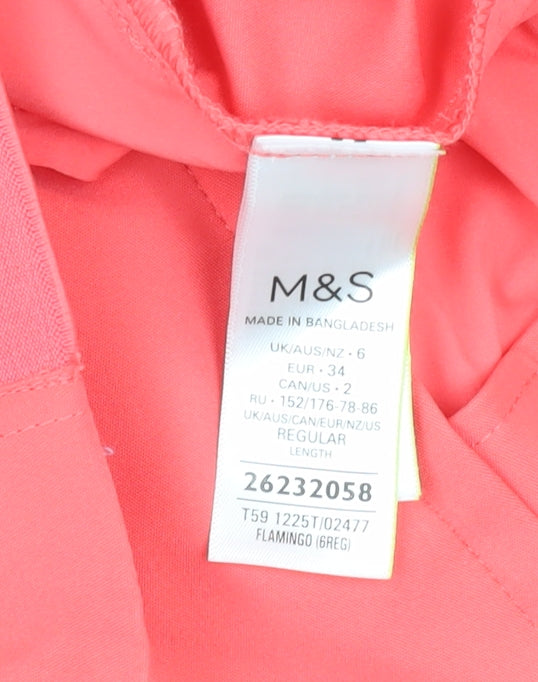 Marks and Spencer Pink High Rise Women's Trousers