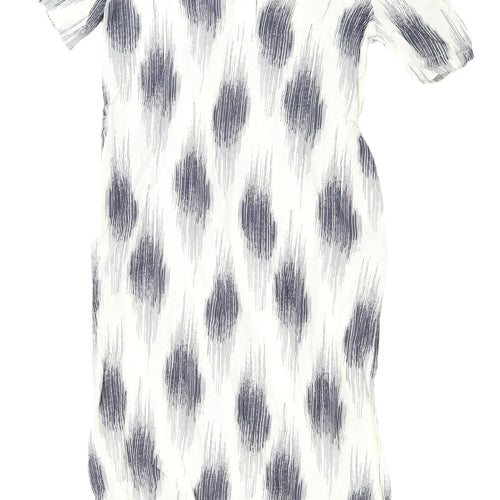 Marks and Spencer Ivory Geometric Shirt Dress - Size 8