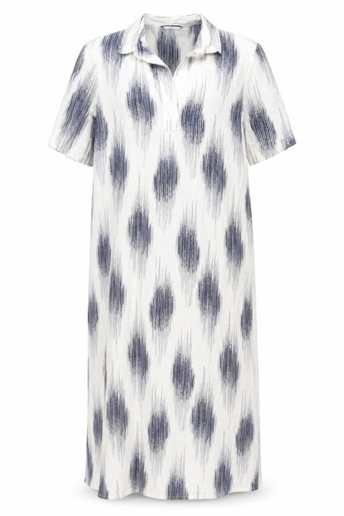 Front view of Marks & Spencer Ivory Geometric Shirt Dress -, size 8