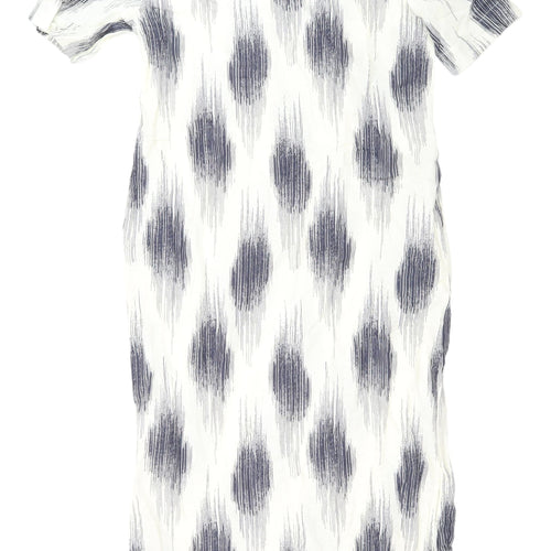 Marks and Spencer Ivory Geometric Shirt Dress - Size 8