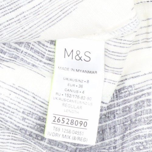 Marks and Spencer Ivory Geometric Shirt Dress - Size 8