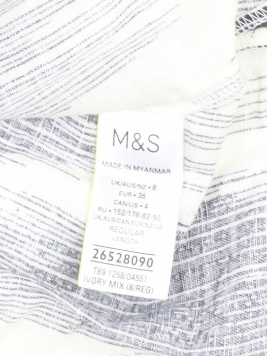 Marks and Spencer Ivory Geometric Shirt Dress - Size 8
