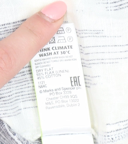 Marks and Spencer Ivory Geometric Shirt Dress - Size 8