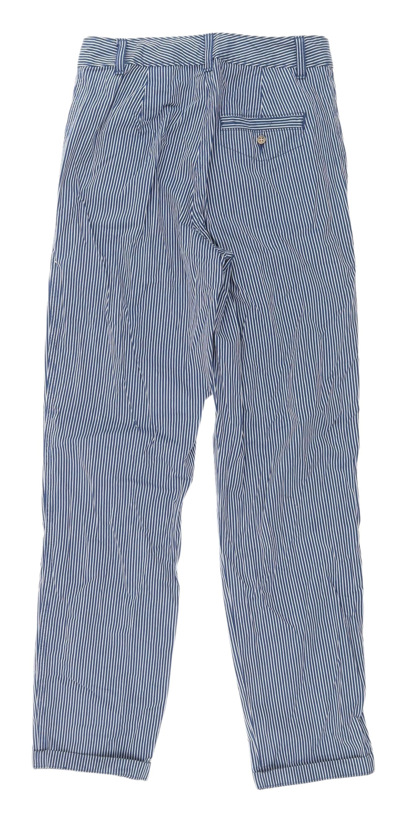 Marks and Spencer Women's Blue Striped Chinos Size 6