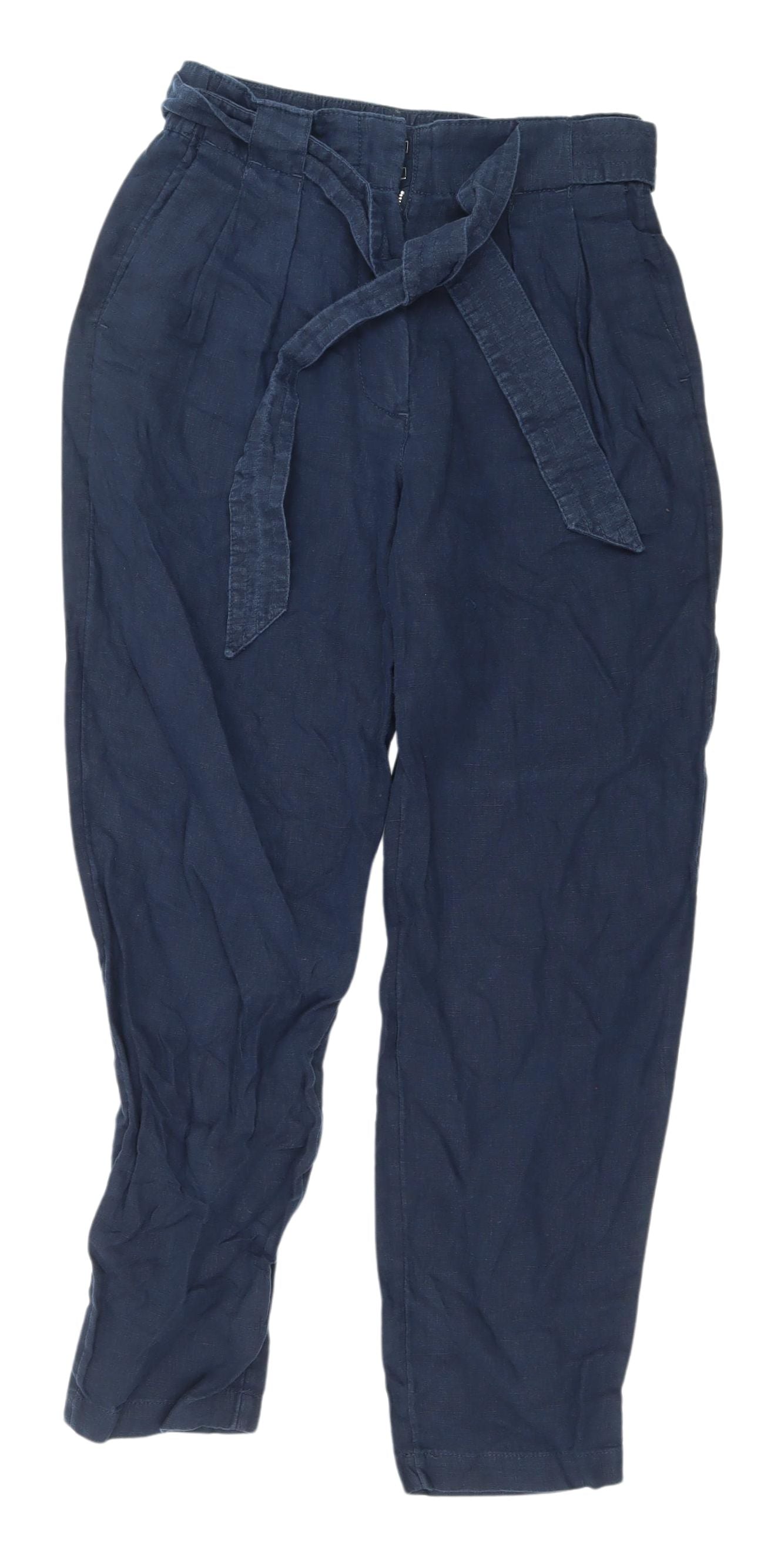 Marks and Spencer Women's Blue Paperbag Trousers Size 10