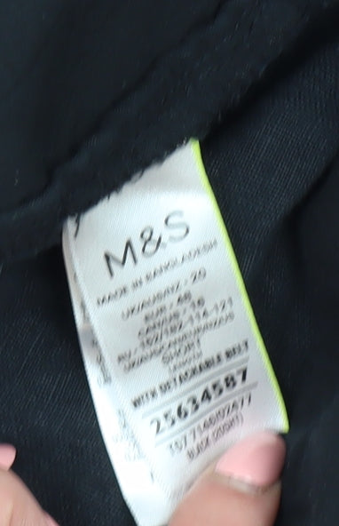 Marks and Spencer Black Paperbag Linen Trousers Size 18