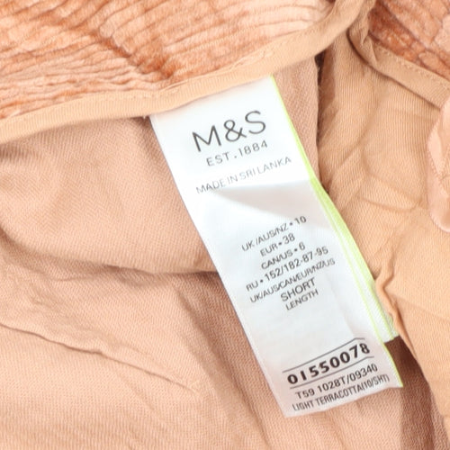 M&S Women's Beige Cropped Corduroy Trousers Size 10