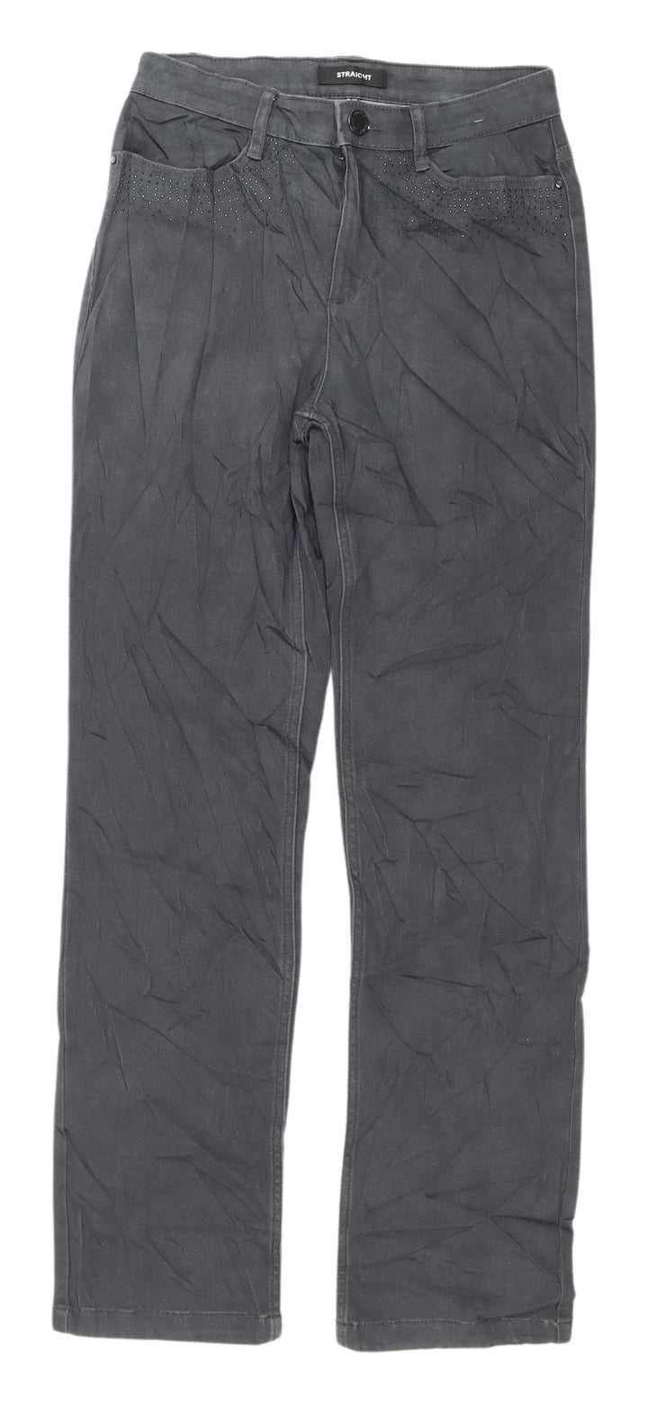 Marks and Spencer Grey Studded Straight Jeans, Size 8