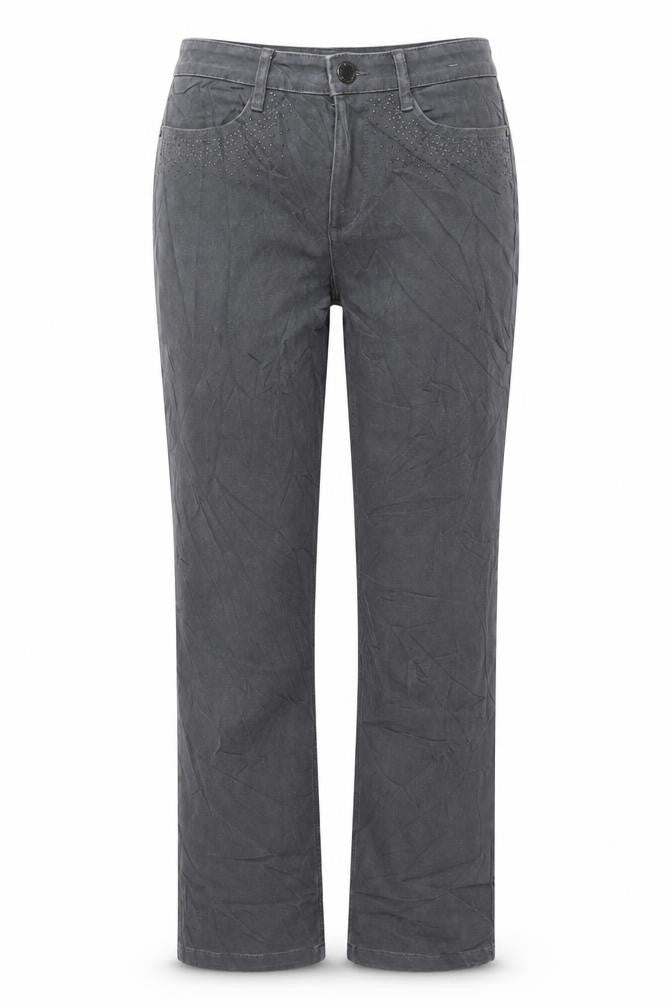 Front view of Marks & Spencer Grey Studded Straight Jeans, size 8