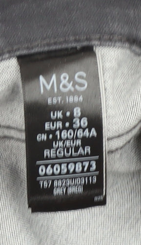 Marks and Spencer Grey Studded Straight Jeans, Size 8